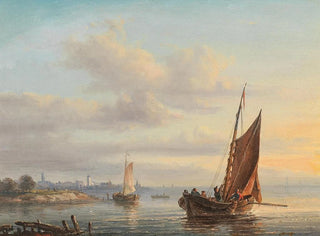 Anthon Hermanus Adrianus Sem - Sail Boats before a Dutch Coast.webp