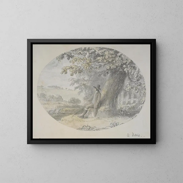 Landschaft mit einem sitzenden Mann - Anthony Devis — gerahmtes Bild an der Wand
