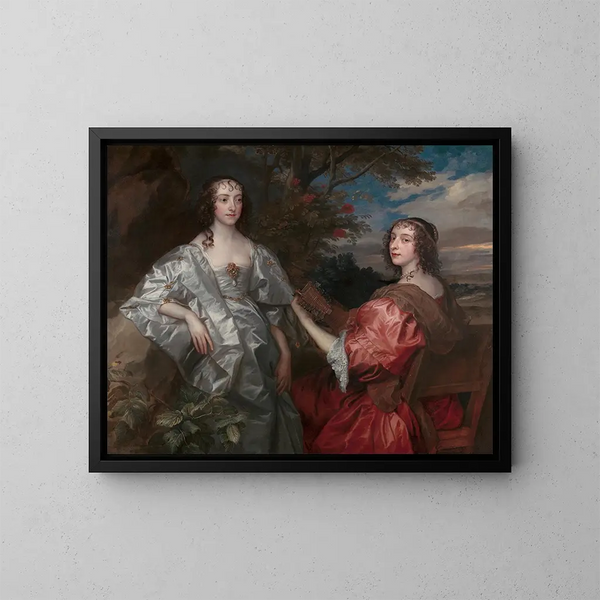 Katherine, Gräfin von Chesterfield, und Lucy, Gräfin von Huntingdon - Antoine van Dyck — gerahmtes Bild an der Wand