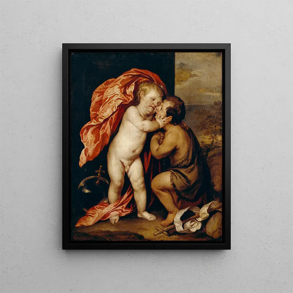 Die Kinder Jesu und Johannes der Täufer - Antoine van Dyck — gerahmtes Bild an der Wand