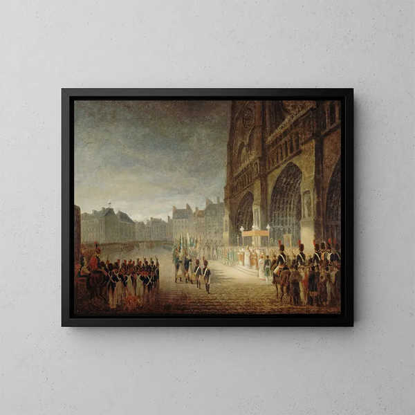Bénédiction der Fahnen auf dem Vorplatz von Notre-Dame - Antoine-Jean Gros — gerahmtes Bild an der Wand