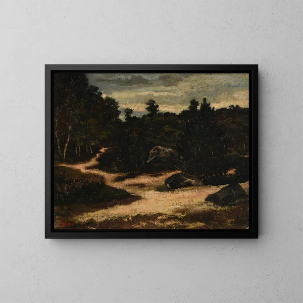 Sentiero di sabbia nella foresta di Fontainebleau - Antoine-Louis Barye — quadro incorniciato alla parete