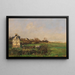 Landscape painting with half-timbered house and peasant - Antoine Guillemet — framed artwork on a wall
