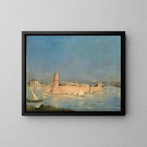 Der Hafen von Marseille mit Leuchtturm - Antoine Vollon — gerahmtes Bild an der Wand