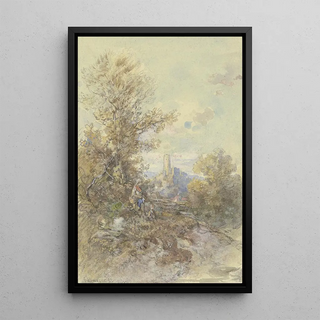 Anton Burger - Landschaft mit Buerin Kind und der Ruine Eppstein.webp