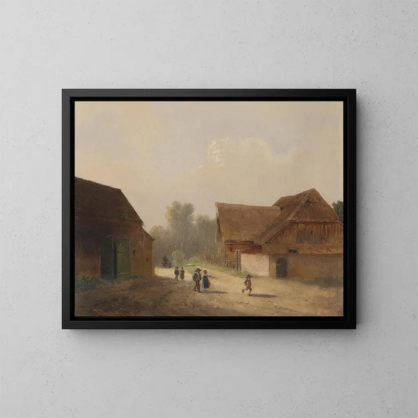 Kinder auf dem Heimweg - Anton Doll — gerahmtes Bild an der Wand