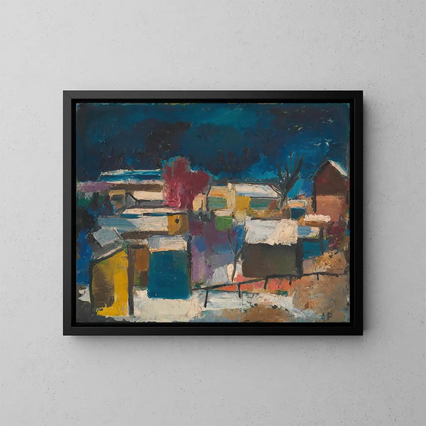 Winterlandschaft in Speising - Anton Emanuel Peschka — gerahmtes Bild an der Wand