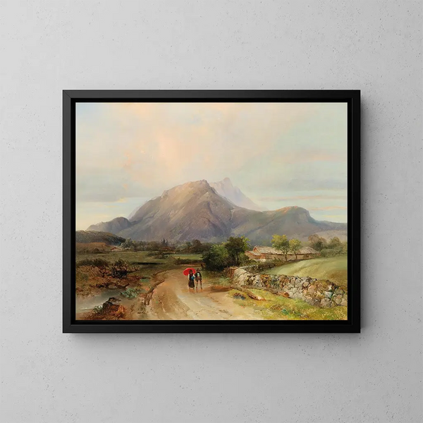 Landschaft mit Spaziergängern - Anton Hansch — gerahmtes Bild an der Wand