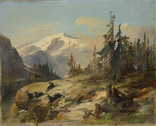 Anton Heilmann - Mountain Landscape With Chamois Deer.webp