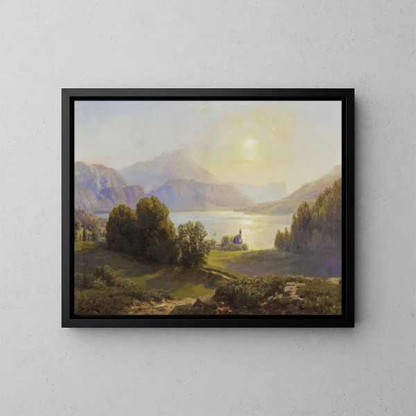 Vista su un lago alpino - Anton Hlaváček — quadro incorniciato alla parete