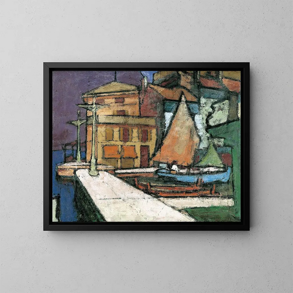 Am Hafen von Malcesine - Anton Kerschbaumer — gerahmtes Bild an der Wand
