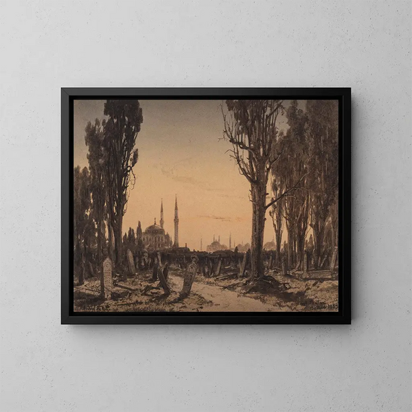 Türkischer Friedhof in Scutari - Anton Melbye — gerahmtes Bild an der Wand