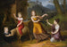 Porträt von vier Kindern im Stehen in einer Landschaft mit einem Schaf und Tauben - Anton Petter — Ansicht des Kunstwerks