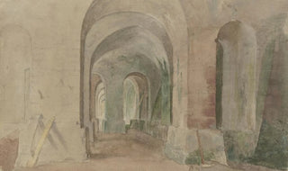 Anton Radl - Inneres einer gewlbten Pfeilerhalle.webp