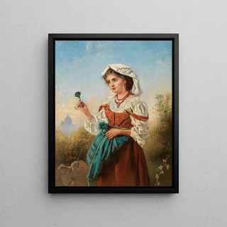 Anton Romako - An Italian Violet Seller With Rome In The Background.webp