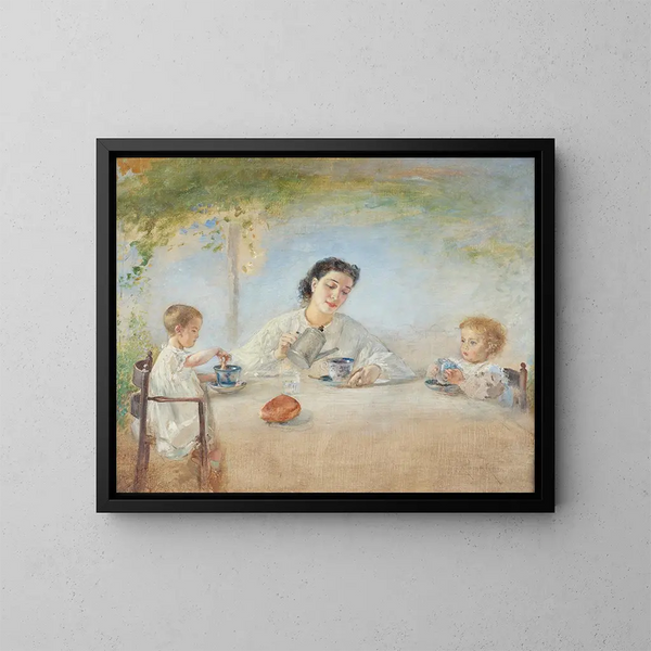 Die Familie des Künstlers beim Frühstück - Anton Romako — gerahmtes Bild an der Wand