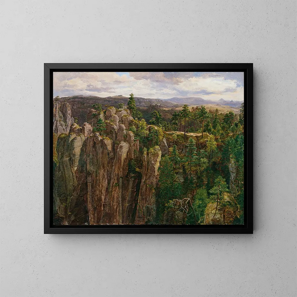 in den Sandsteinbergen der Elbe - Anton Schiffer — gerahmtes Bild an der Wand