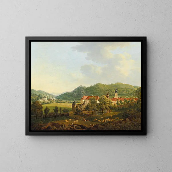 offenes Landschaft mit Kloster - Anton Schiffer — gerahmtes Bild an der Wand