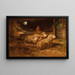 Sheep in the Stable - Anton Schrödl — framed artwork on a wall