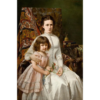 Antoni Gramatyka - Portrait of Wife with Daughter Anna.webp