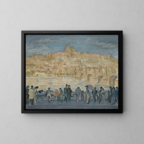 Vista sul castello di Praga - Antonín Procházka — quadro incorniciato alla parete