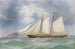 Yacht von Freizeitbooten auf einem Gemälde vor der felsigen Küste von Capri - Antonio de Simone — Ansicht des Kunstwerks