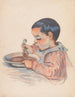 Kindermalerei beim Suppenessen - Armand Guillaumin — Ansicht des Kunstwerks