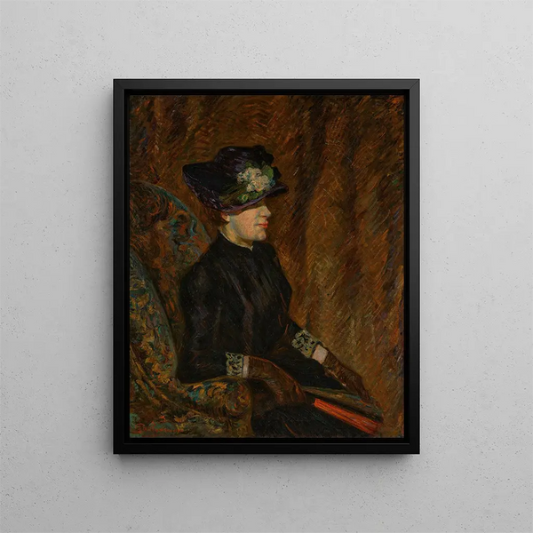 Madame Guillaumin con un ventaglio - Armand Guillaumin — quadro incorniciato alla parete