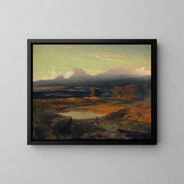Paesaggio al tramonto del sole 1849 - Arnold Böcklin — quadro incorniciato alla parete