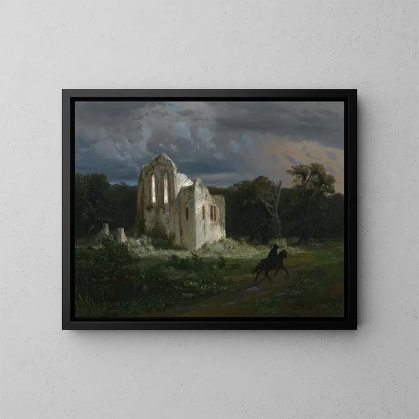 Paesaggio notturno con rovina - Arnold Böcklin — quadro incorniciato alla parete