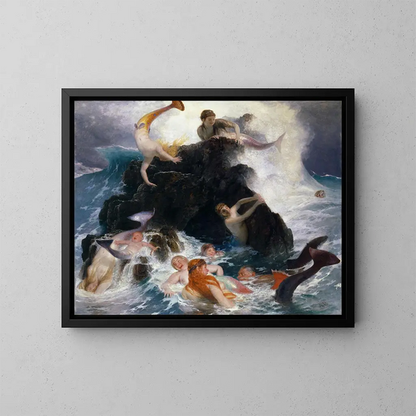 Spiel der Nereiden - Arnold Böcklin — gerahmtes Bild an der Wand
