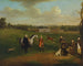 Flucht nach Okeover: Der Reverend John Allen und Kapitän Chester in Okeover Hall, Staffordshire - Arthur Devis — Ansicht des Kunstwerks