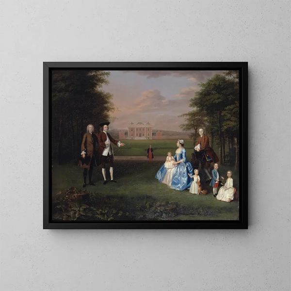 Robert Gwillym d'Atherton und seine Familie - Arthur Devis — gerahmtes Bild an der Wand