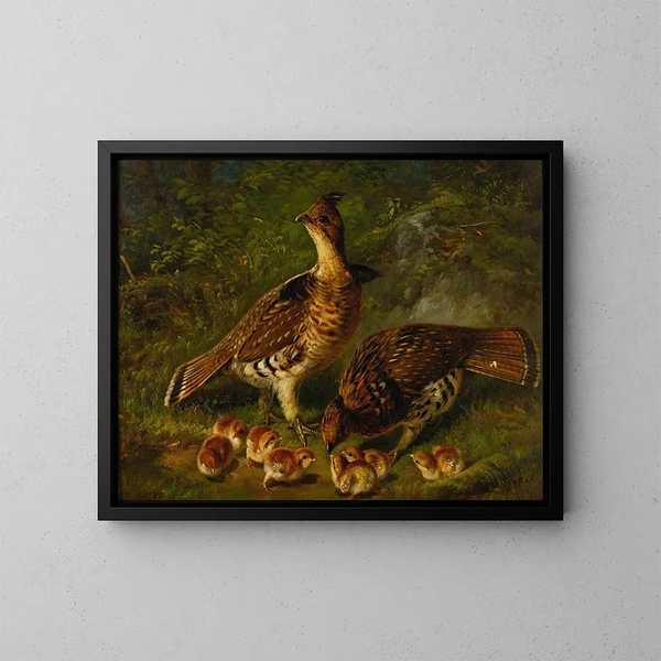 Gros-bec à plumes rousses et jeunes - Arthur Fitzwilliam Tait — quadro incorniciato alla parete