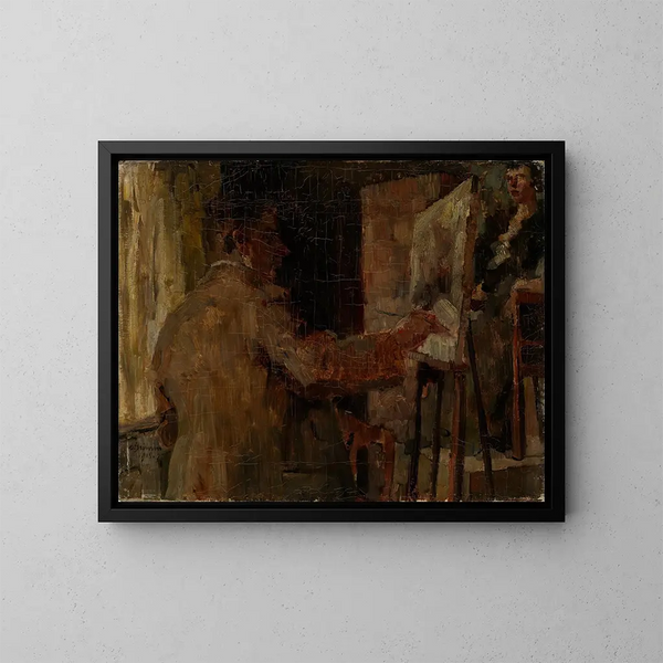 Wilhelm Trübner im Atelier - Arthur Grimm — gerahmtes Bild an der Wand