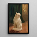 White Cat and Two Lemon Butterflies - Arthur Heyer — framed artwork on a wall