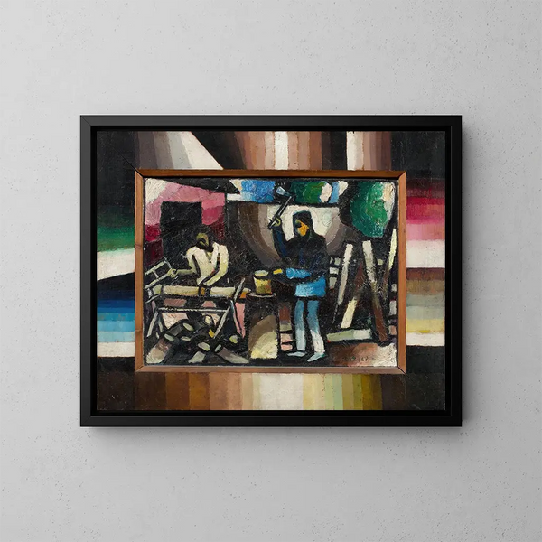 Der Arbeitszyklus des Tischlers - Arthur Segal — gerahmtes Bild an der Wand