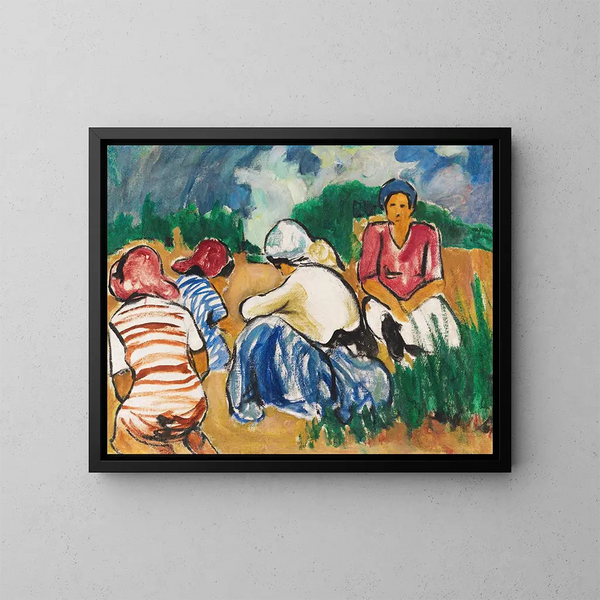 Frauen im Feld - Arthur Segal — gerahmtes Bild an der Wand