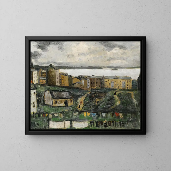 Ansicht eines Dorfes - Arthur Segal — gerahmtes Bild an der Wand