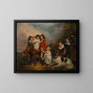 Arthur William Devis - Portrait of the children of Benjamin Goldsmid with a pony and a dog in a landscape.webp