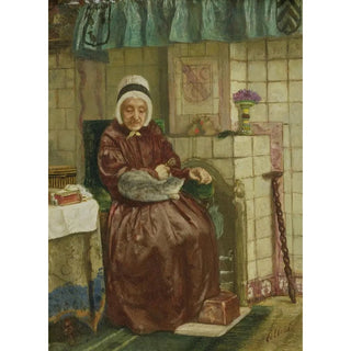 August Alleb - Old Woman by the Fireplace.webp
