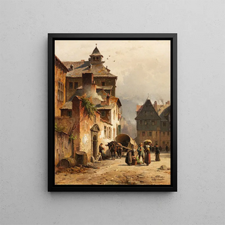 Vista della città di Liegi - August Eduard Schliecker — quadro incorniciato alla parete