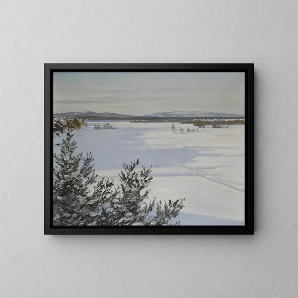 Paesaggio innevato - August Hagborg — quadro incorniciato alla parete