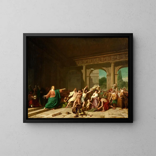 Il Cristo che scaccia i mercanti dal Tempio - August Jernberg — quadro incorniciato alla parete