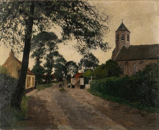 August Jernberg - Village street with church.webp