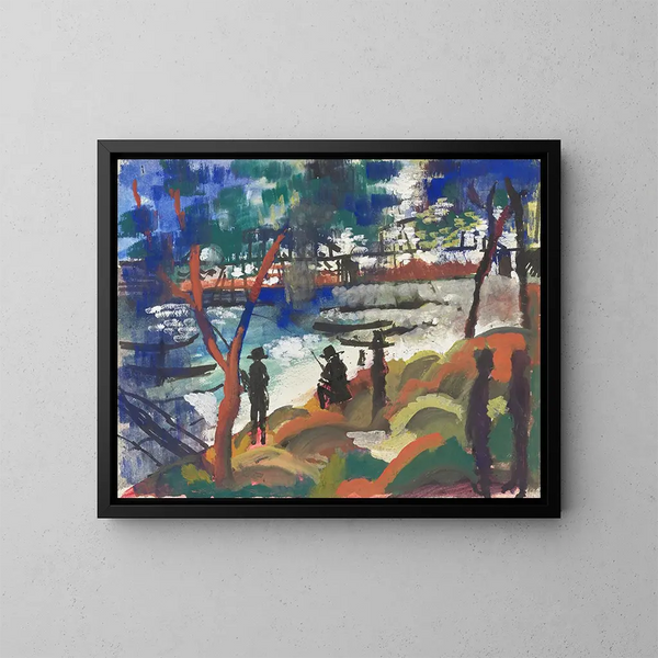Pescatore sul fiume - August Macke — quadro incorniciato alla parete
