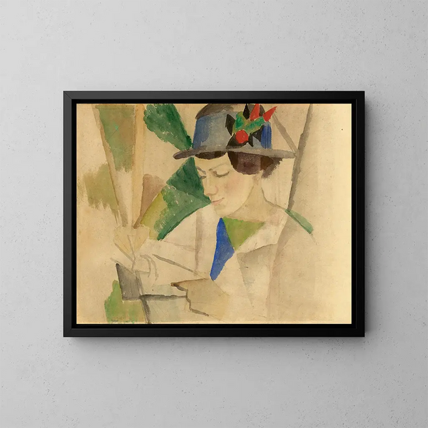 Die Frau des Malers liest - August Macke — gerahmtes Bild an der Wand