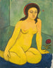 Nacktes Mädchen mit roter Blume - August Macke — Ansicht des Kunstwerks