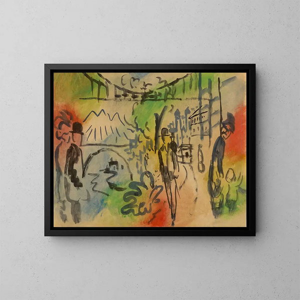 Passeggiata lungo il bordo dell'acqua - August Macke — quadro incorniciato alla parete