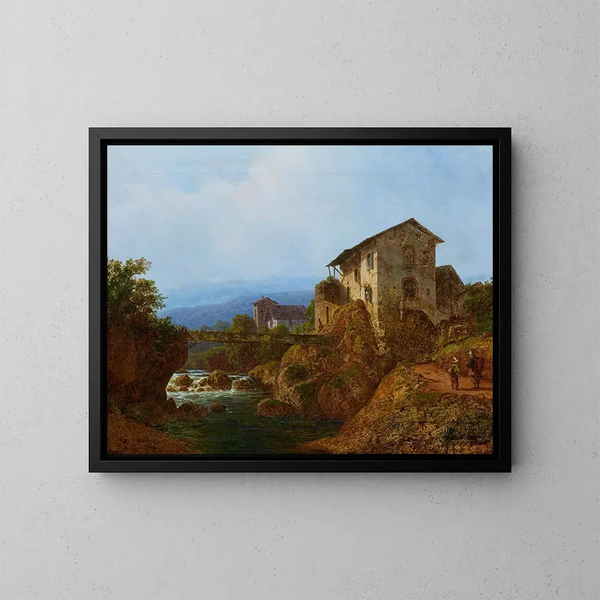 Alter Brücke des Dorfes - August Piepenhagen — gerahmtes Bild an der Wand